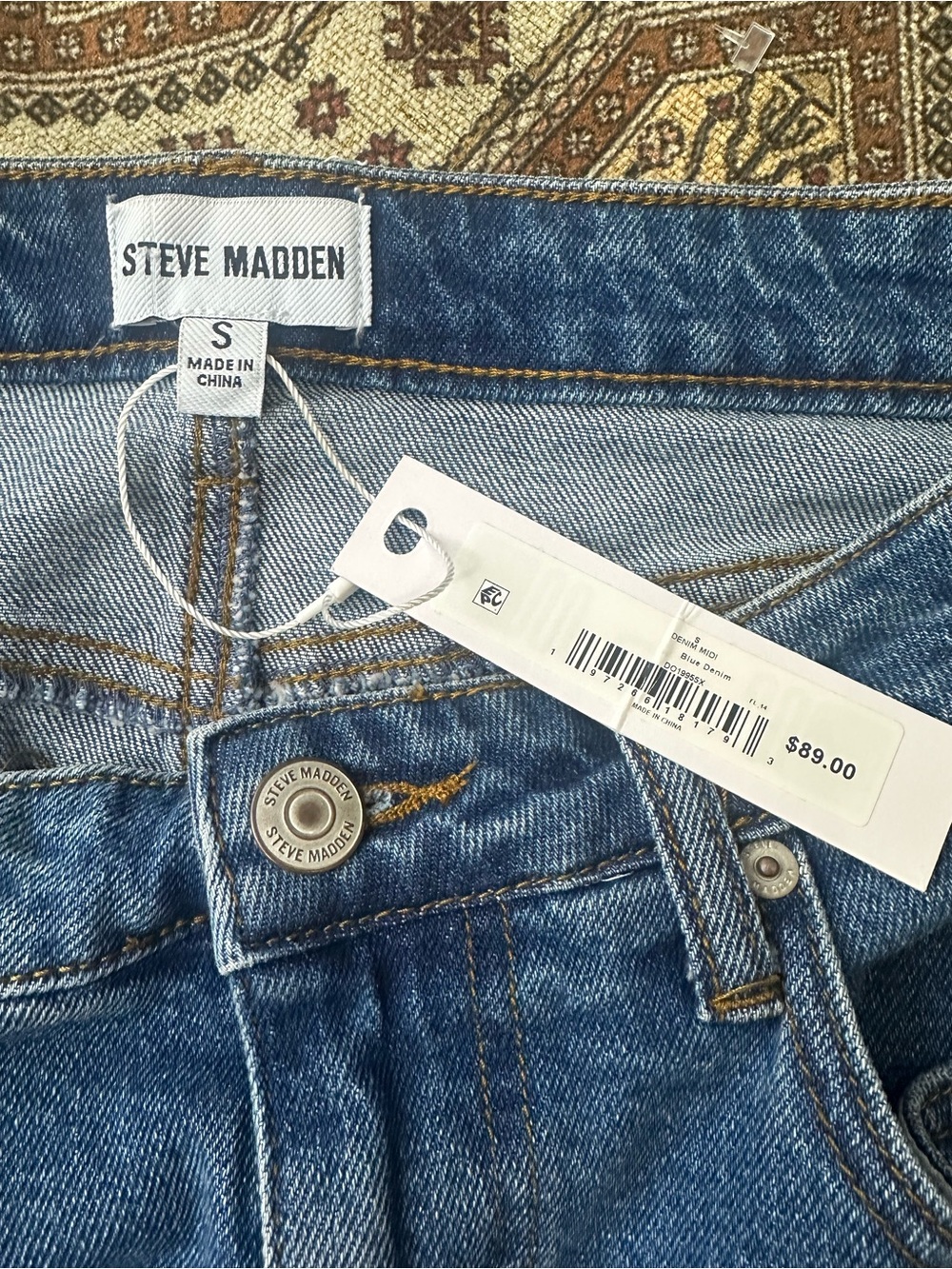 Steve Madden Blue Denim Midi Skirt NWT Size Small High Rise Straight Column - Picture 4 of 6